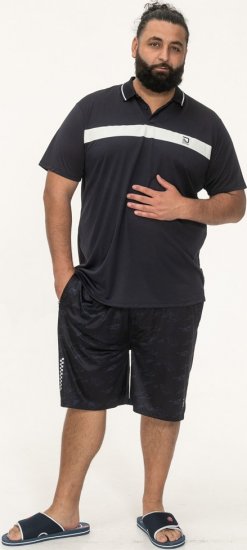 D555 Hinckley Stretch Polo With Contrast Tipping Collar Navy - Polos - Polos 2XL-8XL