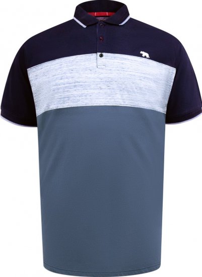 D555 Leeds Cut And Sew Polo With Jacquard Collar And Cuffs Navy - Polos - Polos 2XL-8XL