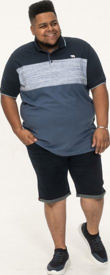 D555 Leeds Cut And Sew Polo With Jacquard Collar And Cuffs Navy - Polos - Polos 2XL-8XL