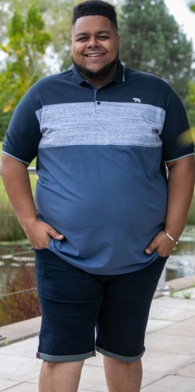 D555 Leeds Cut And Sew Polo With Jacquard Collar And Cuffs Navy - Polos - Polos 2XL-8XL