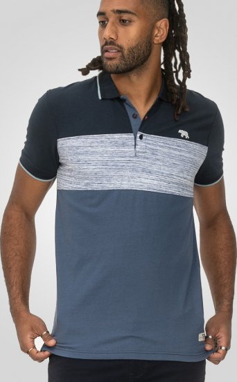 D555 Leeds Cut And Sew Polo With Jacquard Collar And Cuffs Navy - Polos - Polos 2XL-8XL