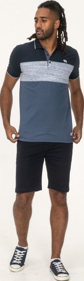 D555 Leeds Cut And Sew Polo With Jacquard Collar And Cuffs Navy - Polos - Polos 2XL-8XL