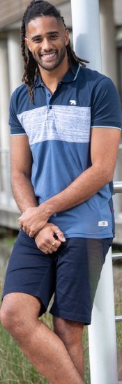 D555 Leeds Cut And Sew Polo With Jacquard Collar And Cuffs Navy - Polos - Polos 2XL-8XL