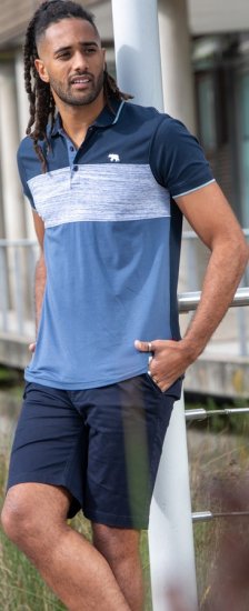 D555 Leeds Cut And Sew Polo With Jacquard Collar And Cuffs Navy - Polos - Polos 2XL-8XL