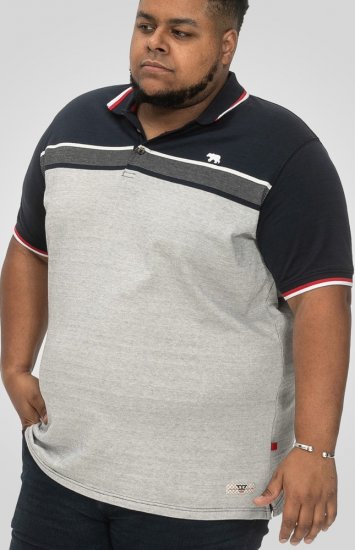 D555 Tipton Stripe Jacquard Short Sleeve Polo Navy - Polos - Polos 2XL-8XL