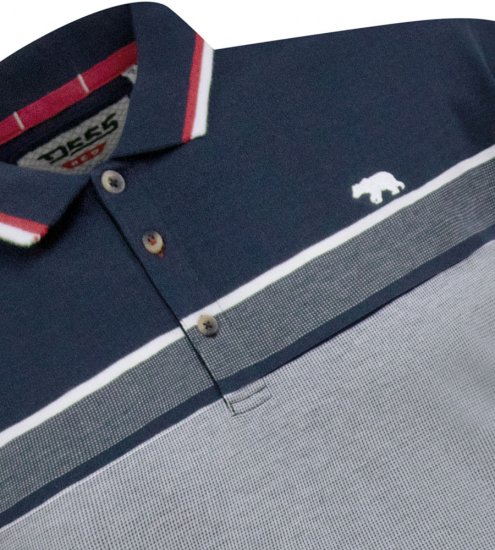 D555 Tipton Stripe Jacquard Short Sleeve Polo Navy - Polos - Polos 2XL-8XL