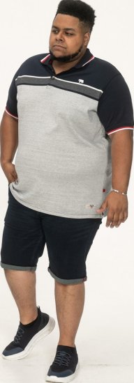 D555 Tipton Stripe Jacquard Short Sleeve Polo Navy - Polos - Polos 2XL-8XL