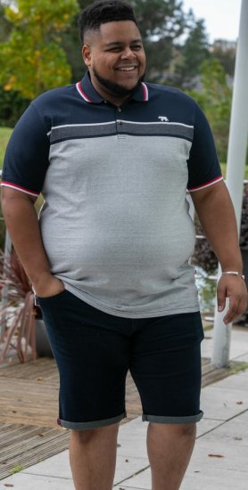 D555 Tipton Stripe Jacquard Short Sleeve Polo Navy - Polos - Polos 2XL-8XL