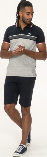 D555 Tipton Stripe Jacquard Short Sleeve Polo Navy - Polos - Polos 2XL-8XL