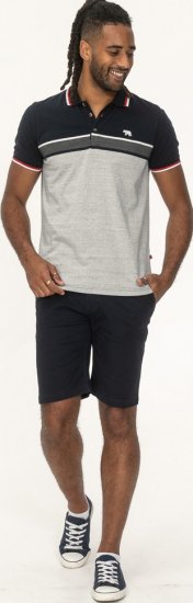 D555 Tipton Stripe Jacquard Short Sleeve Polo Navy - Polos - Polos 2XL-8XL