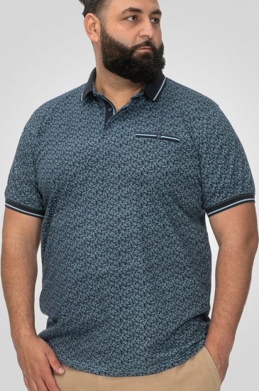 D555 Woolwich AOP Polo Shirt With Ribbed Collar Blue - Polos - Polos 2XL-8XL