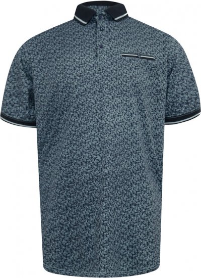 D555 Woolwich AOP Polo Shirt With Ribbed Collar Blue - Polos - Polos 2XL-8XL