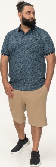 D555 Woolwich AOP Polo Shirt With Ribbed Collar Blue - Polos - Polos 2XL-8XL