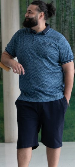 D555 Woolwich AOP Polo Shirt With Ribbed Collar Blue - Polos - Polos 2XL-8XL