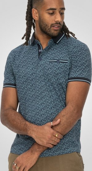 D555 Woolwich AOP Polo Shirt With Ribbed Collar Blue - Polos - Polos 2XL-8XL