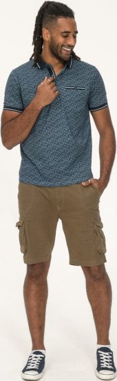 D555 Woolwich AOP Polo Shirt With Ribbed Collar Blue - Polos - Polos 2XL-8XL