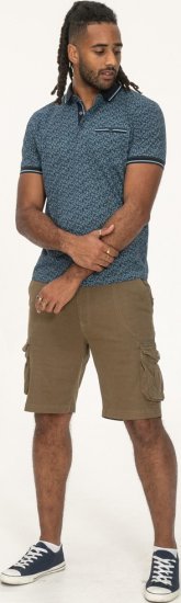 D555 Woolwich AOP Polo Shirt With Ribbed Collar Blue - Polos - Polos 2XL-8XL