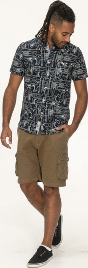 D555 Worthing Surf AOP Short Sleeve Button Down Collar Shirt Navy - Camisas - Camisas 2XL-10XL