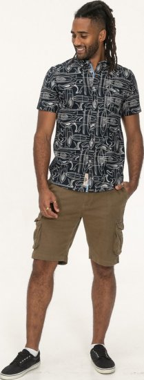 D555 Worthing Surf AOP Short Sleeve Button Down Collar Shirt Navy - Camisas - Camisas 2XL-10XL