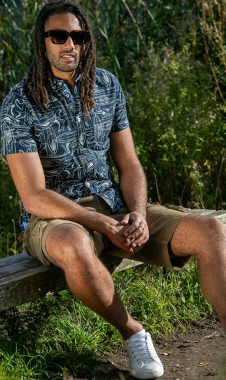 D555 Worthing Surf AOP Short Sleeve Button Down Collar Shirt Navy - Camisas - Camisas 2XL-10XL