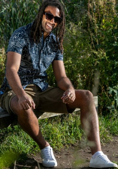 D555 Worthing Surf AOP Short Sleeve Button Down Collar Shirt Navy - Camisas - Camisas 2XL-10XL