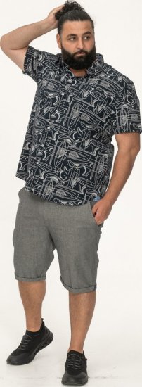 D555 Worthing Surf AOP Short Sleeve Button Down Collar Shirt Navy - Camisas - Camisas 2XL-10XL