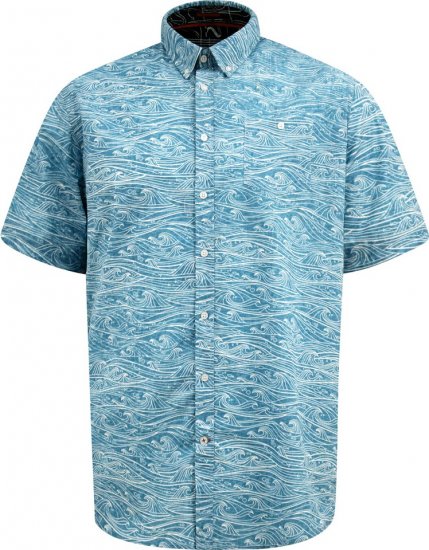 D555 Torquay AOP Short Sleeve Button Down Collar Shirt Blue Wave - Camisas - Camisas 2XL-10XL