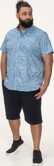 D555 Torquay AOP Short Sleeve Button Down Collar Shirt Blue Wave - Camisas - Camisas 2XL-10XL