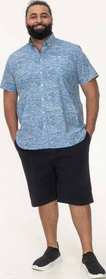 D555 Torquay AOP Short Sleeve Button Down Collar Shirt Blue Wave - Camisas - Camisas 2XL-10XL