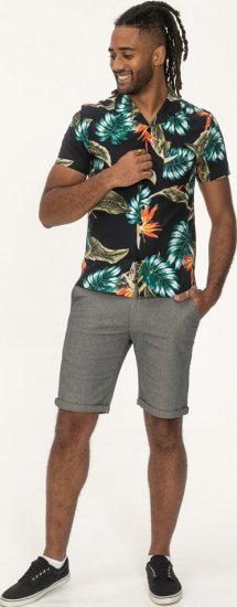 D555 Selby Hawaiian AOP Short Sleeve Revere Collar Shirt Black - Camisas - Camisas 2XL-10XL