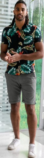 D555 Selby Hawaiian AOP Short Sleeve Revere Collar Shirt Black - Camisas - Camisas 2XL-10XL