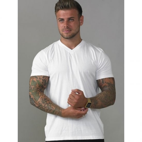 D555 Signature V-neck T-shirt White - Camisetas - Camisetas - 2XL-14XL