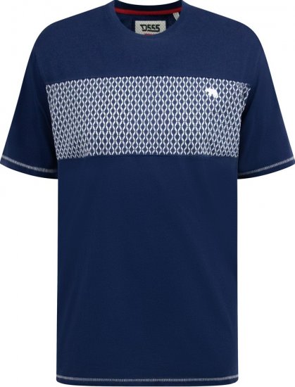 D555 Swansea Cut And Sew Crew Neck T-Shirt Navy - Camisetas - Camisetas - 2XL-14XL