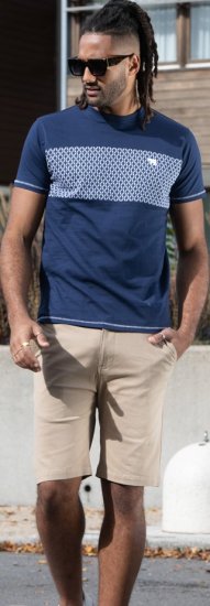 D555 Swansea Cut And Sew Crew Neck T-Shirt Navy - Camisetas - Camisetas - 2XL-14XL