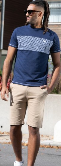 D555 Swansea Cut And Sew Crew Neck T-Shirt Navy - Camisetas - Camisetas - 2XL-14XL