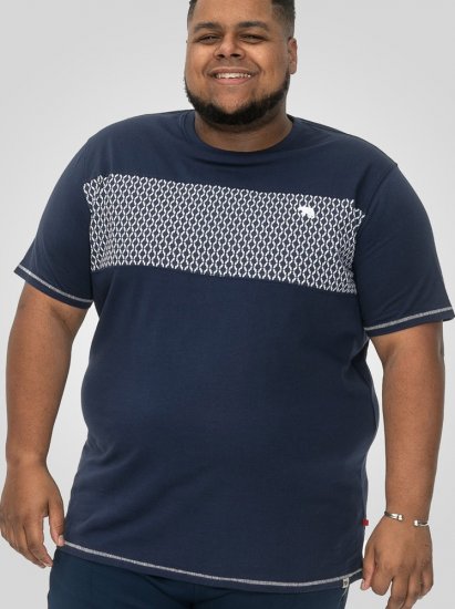 D555 Swansea Cut And Sew Crew Neck T-Shirt Navy - Camisetas - Camisetas - 2XL-14XL
