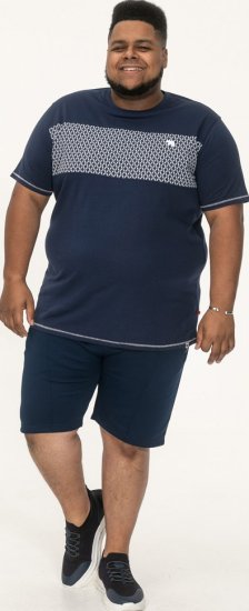 D555 Swansea Cut And Sew Crew Neck T-Shirt Navy - Camisetas - Camisetas - 2XL-14XL