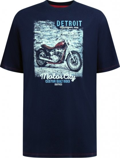 D555 Knowle Detroit Motor Bike Printed Crew Neck T-Shirt Navy - Camisetas - Camisetas - 2XL-14XL