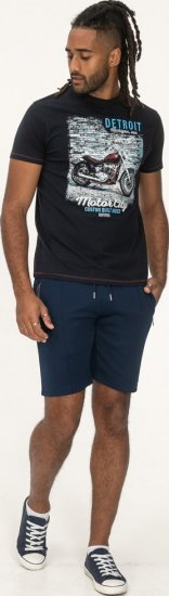 D555 Knowle Detroit Motor Bike Printed Crew Neck T-Shirt Navy - Camisetas - Camisetas - 2XL-14XL