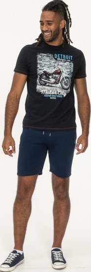 D555 Knowle Detroit Motor Bike Printed Crew Neck T-Shirt Navy - Camisetas - Camisetas - 2XL-14XL