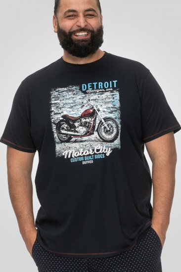 D555 Knowle Detroit Motor Bike Printed Crew Neck T-Shirt Navy - Camisetas - Camisetas - 2XL-14XL