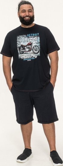 D555 Knowle Detroit Motor Bike Printed Crew Neck T-Shirt Navy - Camisetas - Camisetas - 2XL-14XL