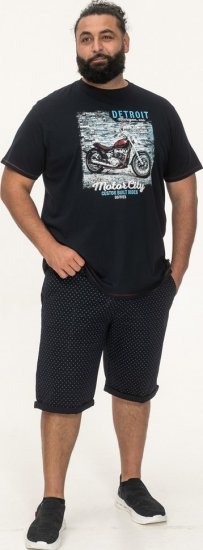 D555 Knowle Detroit Motor Bike Printed Crew Neck T-Shirt Navy - Camisetas - Camisetas - 2XL-14XL