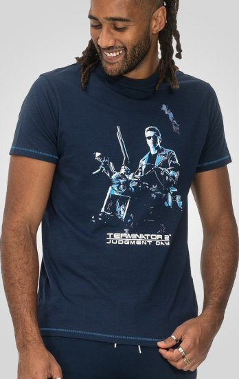 D555 Cameron Official Terminator Printed Crew Neck T-Shirt Dark Navy - Camisetas - Camisetas - 2XL-14XL
