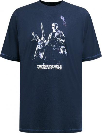 D555 Cameron Official Terminator Printed Crew Neck T-Shirt Dark Navy - Camisetas - Camisetas - 2XL-14XL