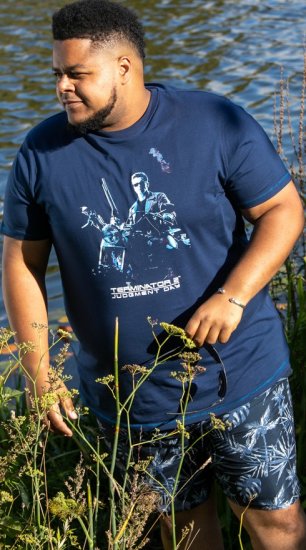 D555 Cameron Official Terminator Printed Crew Neck T-Shirt Dark Navy - Camisetas - Camisetas - 2XL-14XL