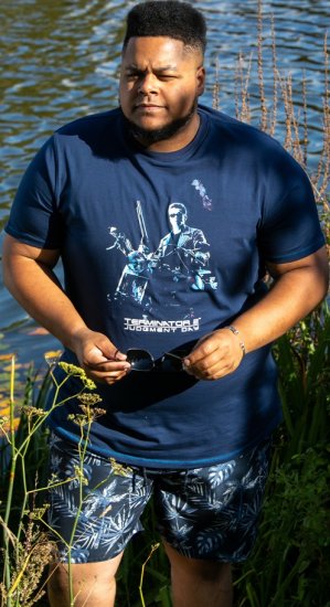 D555 Cameron Official Terminator Printed Crew Neck T-Shirt Dark Navy - Camisetas - Camisetas - 2XL-14XL