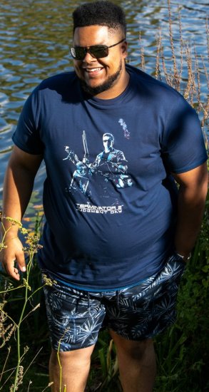 D555 Cameron Official Terminator Printed Crew Neck T-Shirt Dark Navy - Camisetas - Camisetas - 2XL-14XL