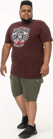 D555 Loughborough Official Gas Monkey Crew Neck T-Shirt Burgundy Black Twist - Camisetas - Camisetas - 2XL-14XL