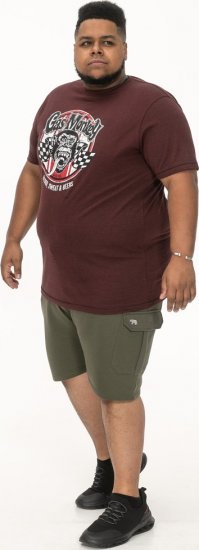 D555 Loughborough Official Gas Monkey Crew Neck T-Shirt Burgundy Black Twist - Camisetas - Camisetas - 2XL-14XL